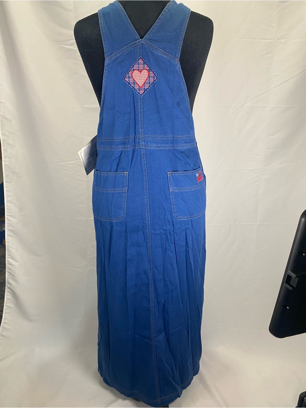 Koret Blue Denim Women's Overalls with Red & White Plaid Trim - Picture 10 of 16